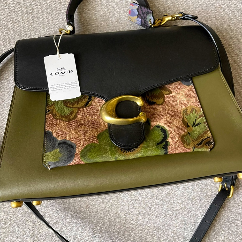 Coach tabby leather bag,top handle, hand painted leather bag, new with tags